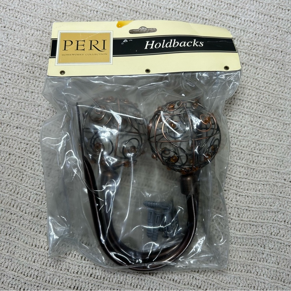 Peri Home Homeworks Collection Bronze Amber Beads Metal Curtain holdbacks (2) - Picture 2 of 9